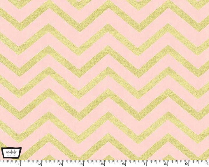 Glitz - Sleek Chevron Pearlized Blush - 100% cotton print metallic from Michael Miller