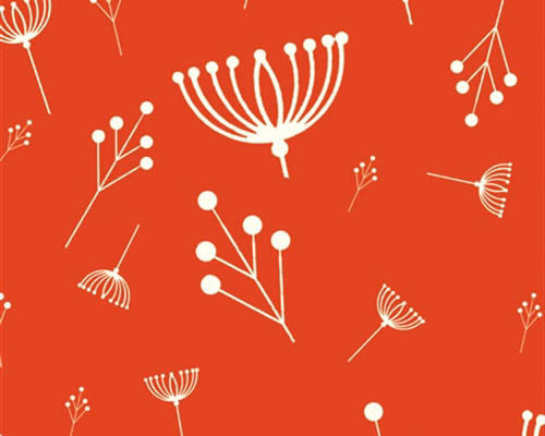 Charley Harper Knits - Twigs Tomato - Organic Cotton Knit from Birch Fabric