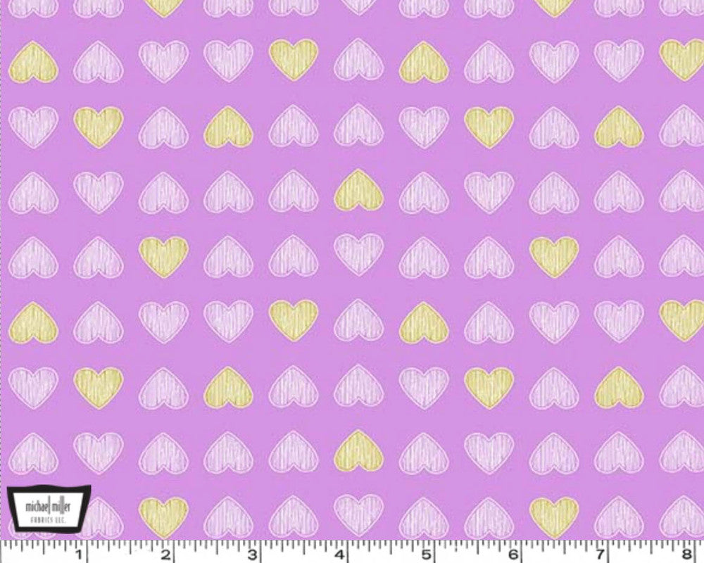 Heart of Gold - Hearts Lavender from Michael Miller