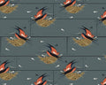 Bird Architects - Barn Swallow Graphite by Charley Harper from Birch Fabrics