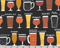 Cheers - Beer Types Black by Mo Mullan from Robert Kaufman Fabric