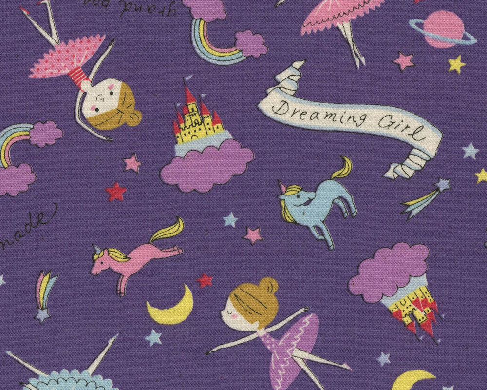 Putite Etoile - Girl Dreaming OXFORD Purple from Kokka Fabrics