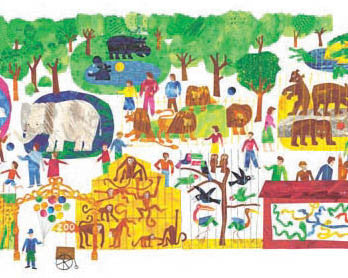 The Very Hungry Caterpillar - Zoo Panel by Eric Carle from Andover Fabrics