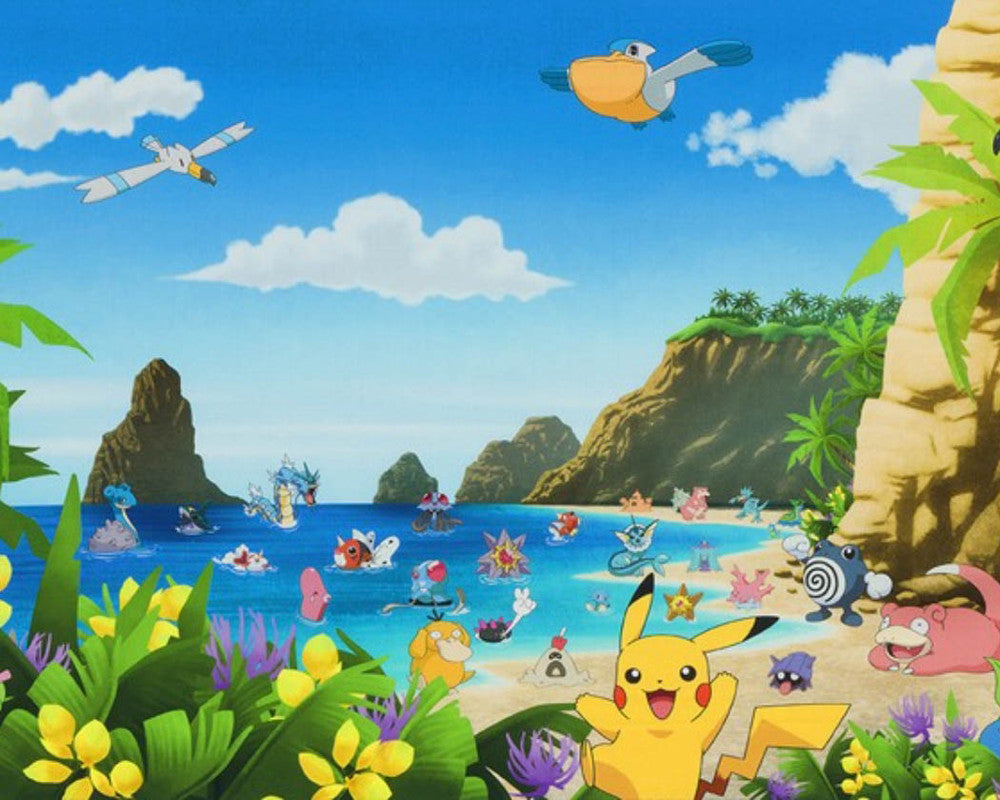 Pokemon - Scenic Characters Tropics PANEL from Robert Kaufman Fabric