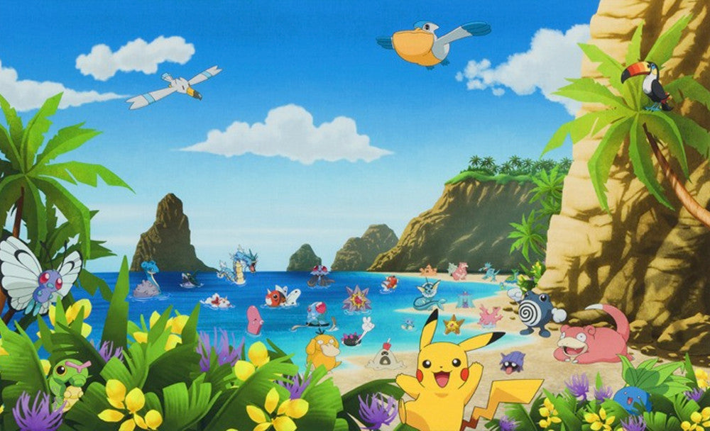 Pokemon - Scenic Characters Tropics PANEL from Robert Kaufman Fabric