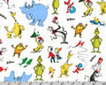 Celebrate Seuss - Characters White by Dr. Seuss from Robert Kaufman Fabric