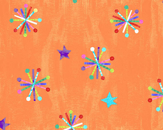The Very Hungry Caterpillar Bright - Asterisk Orange by Eric Carle from Andover Fabrics
