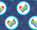 The Very Hungry Caterpillar Bright - Rainbow Hearts Dark Blue by Eric Carle from Andover Fabrics