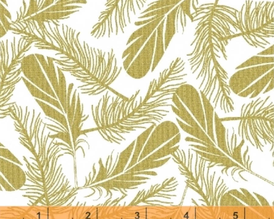 Feathers White METALLIC by Whistler Studios from Windham Fabrics