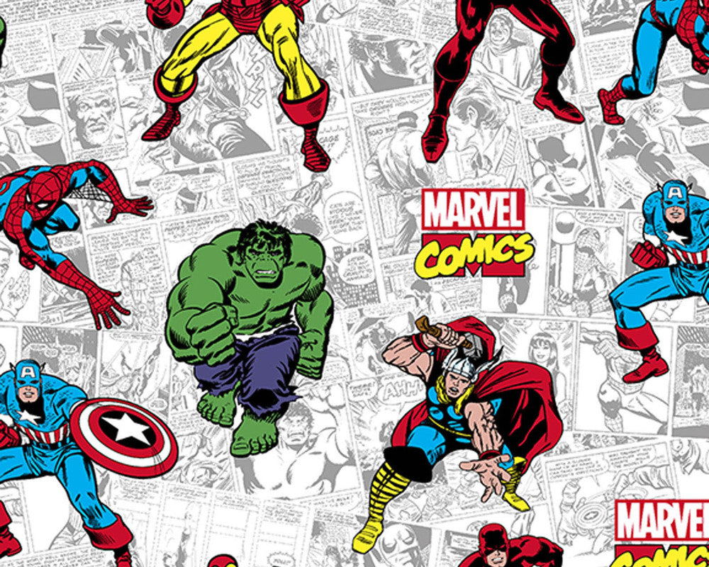 Marvel Retro - Characters White Grey from Springs Creative Fabric
