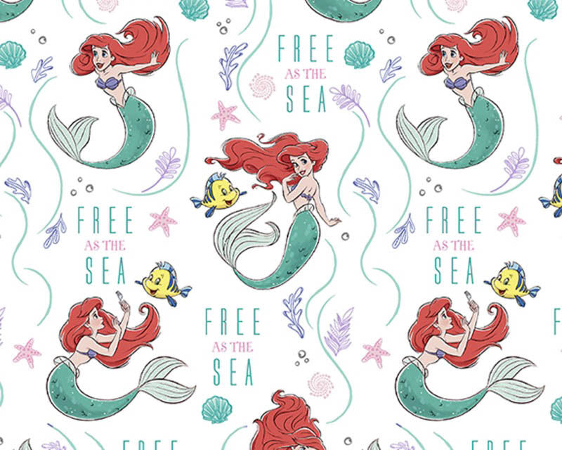 Little Mermaid - Free As The Sea White by Disney from Springs Creative Fabric