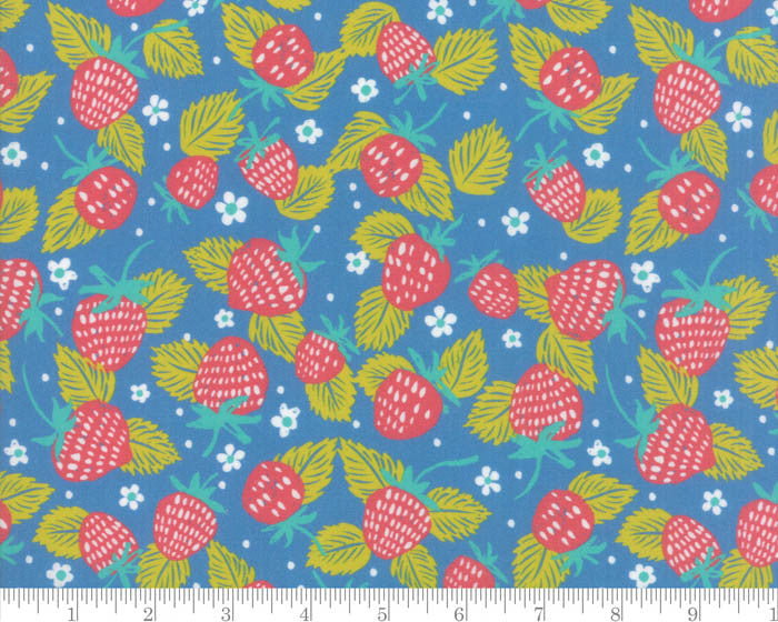 Strawberry Floral Blue by Crystal Manning from Moda Fabrics