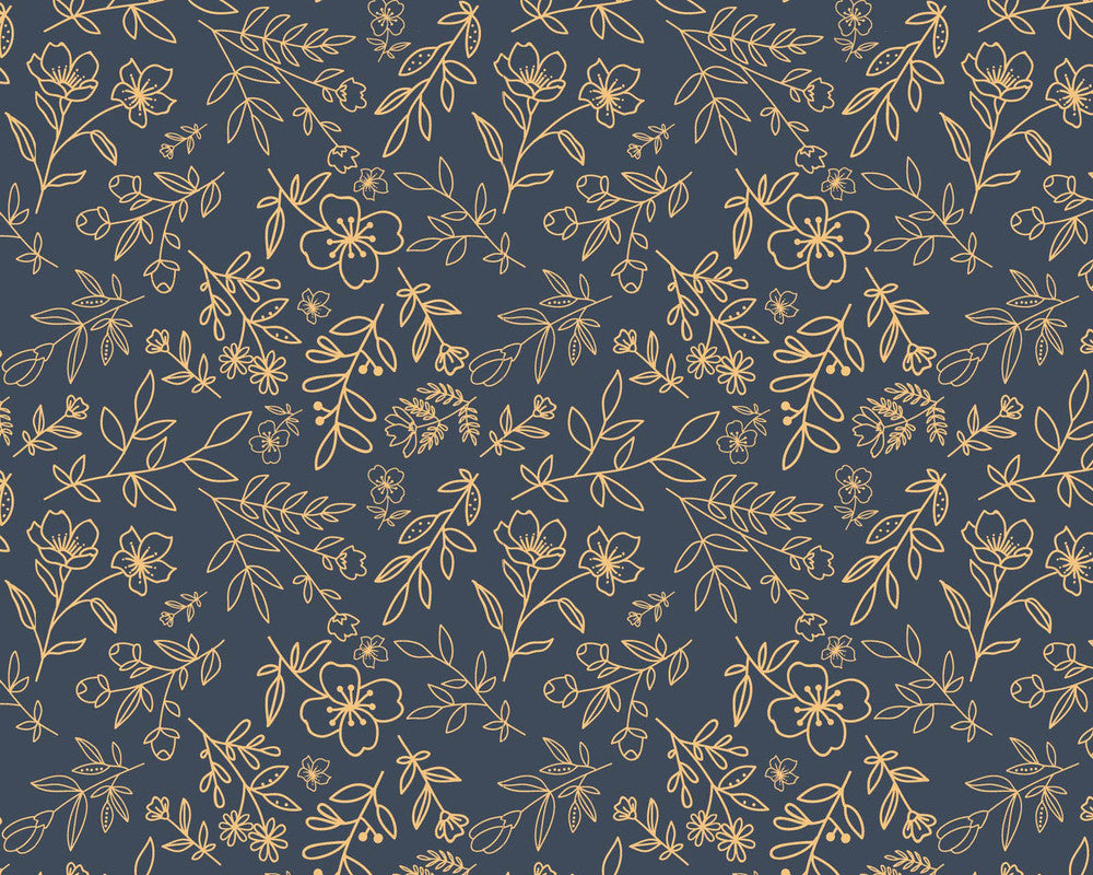 Daisy Mae - Sweet Blooms Navy from Poppie Cotton Fabric