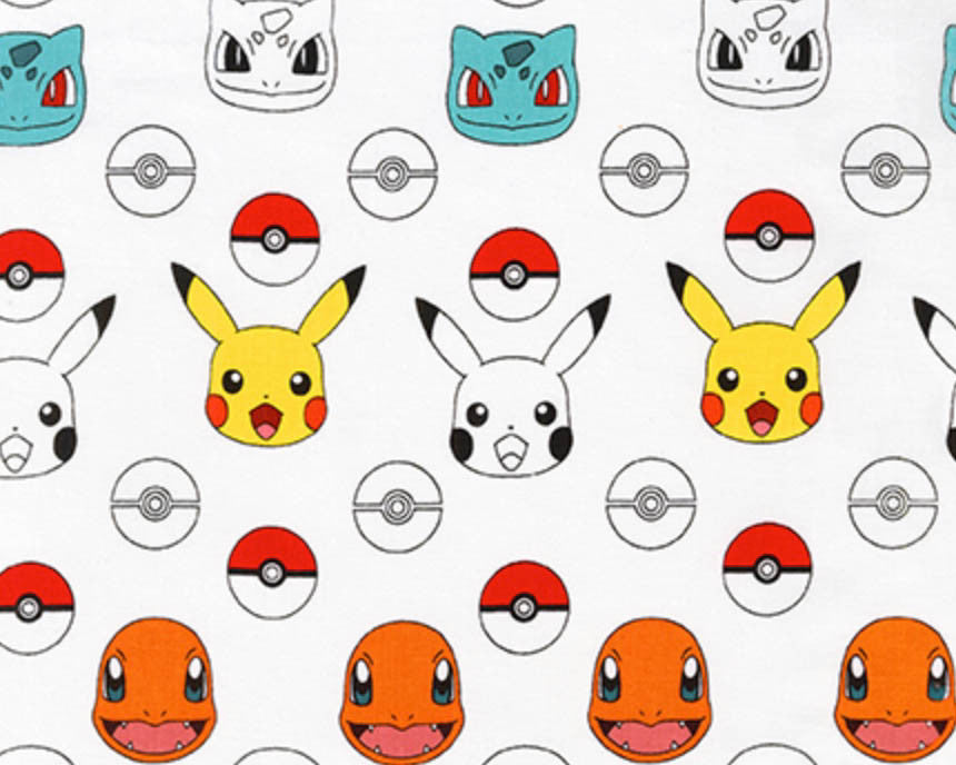 Pokemon - Character Pokeballs White from Robert Kaufman Fabric