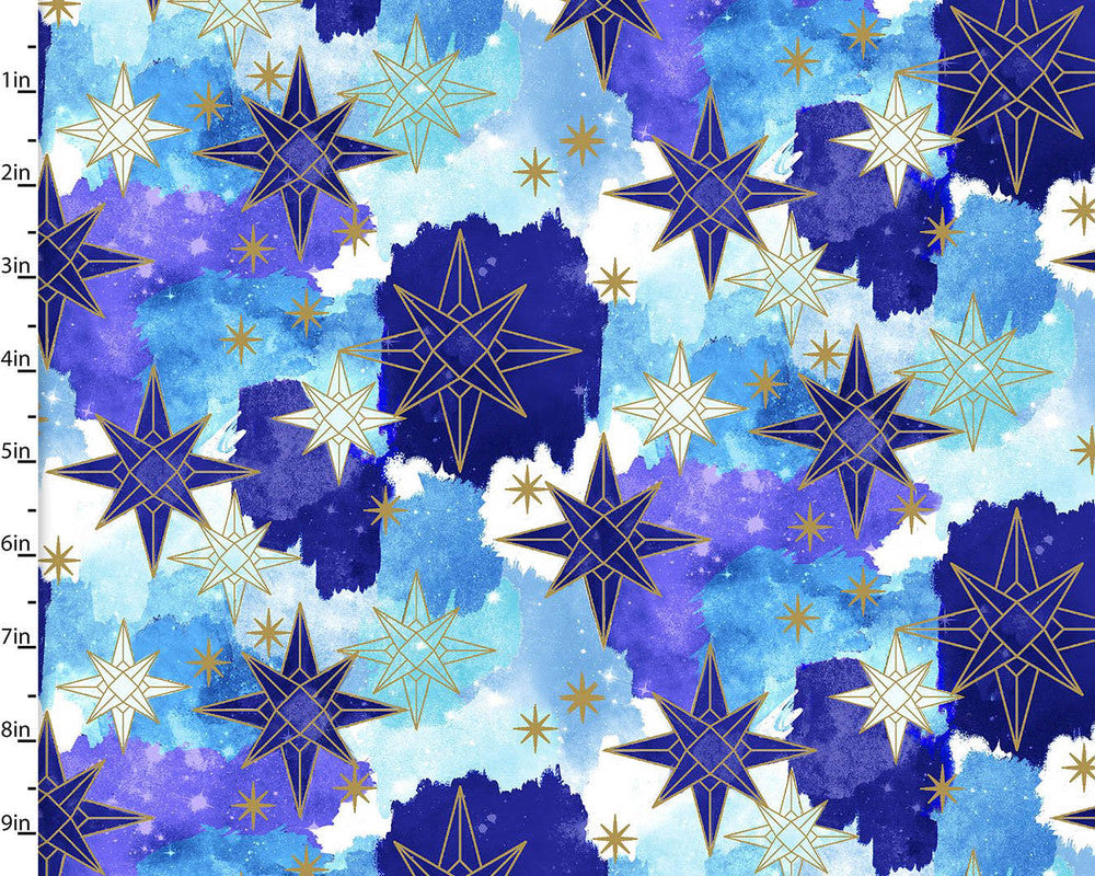 Magical Galaxy - Stars Metallic from 3 Wishes Fabric