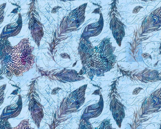 Feathered Beauty - Peacock Blue by Kate Ward Thacker from Springs Creative Fabric