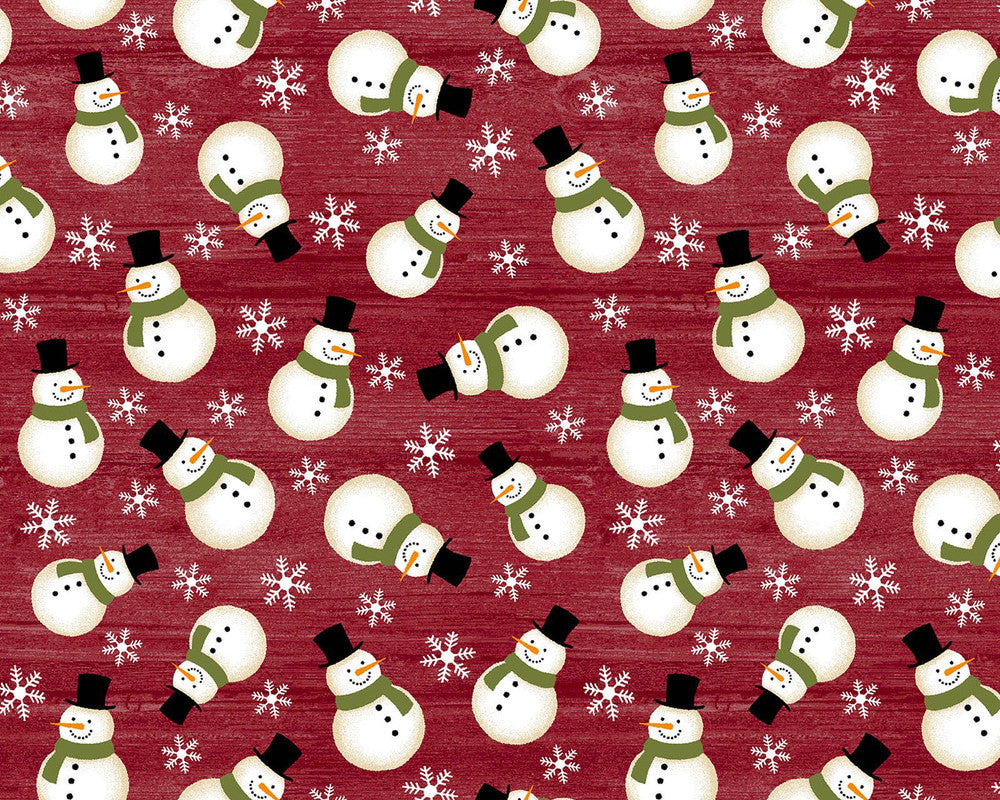 商談中⭐クリスマス柄⭐カットクロス⭐スノーマン A Jingle Bell Christmas - Crossroads Snowman Red from Benartex
