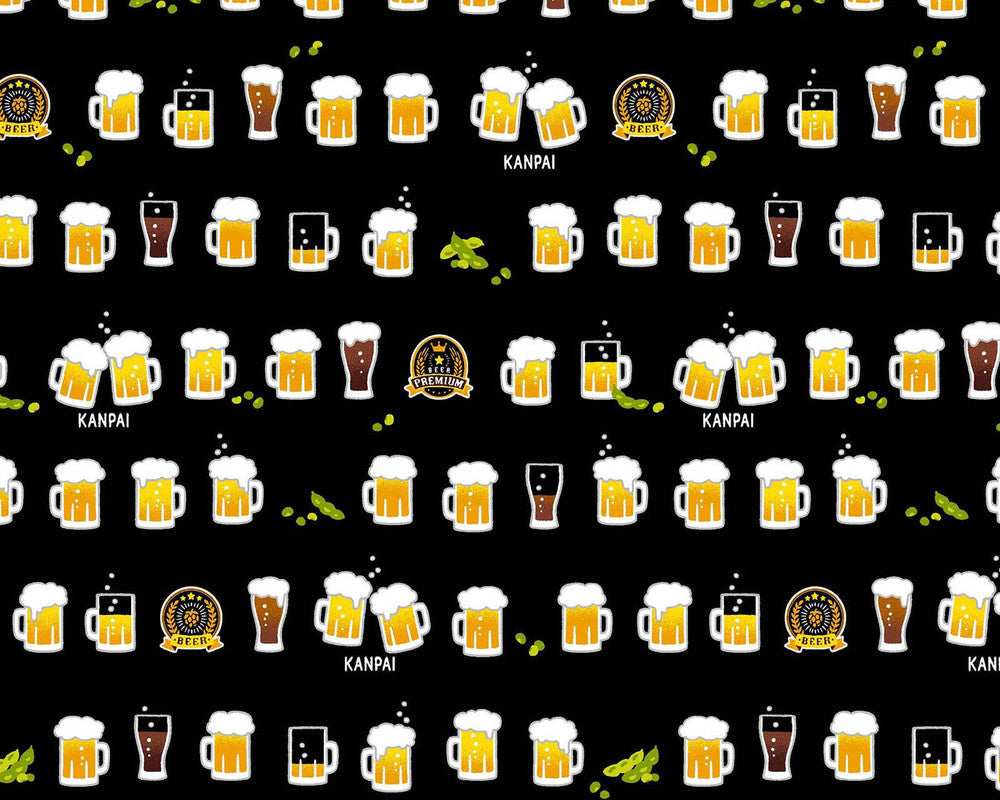 Beer and Hot Spring - Beers Black from Cosmo Fabric