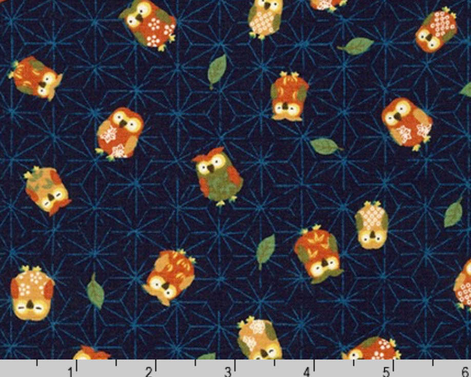 Kasuri - Owls Blue by Sevenberry from Robert Kaufman Fabric