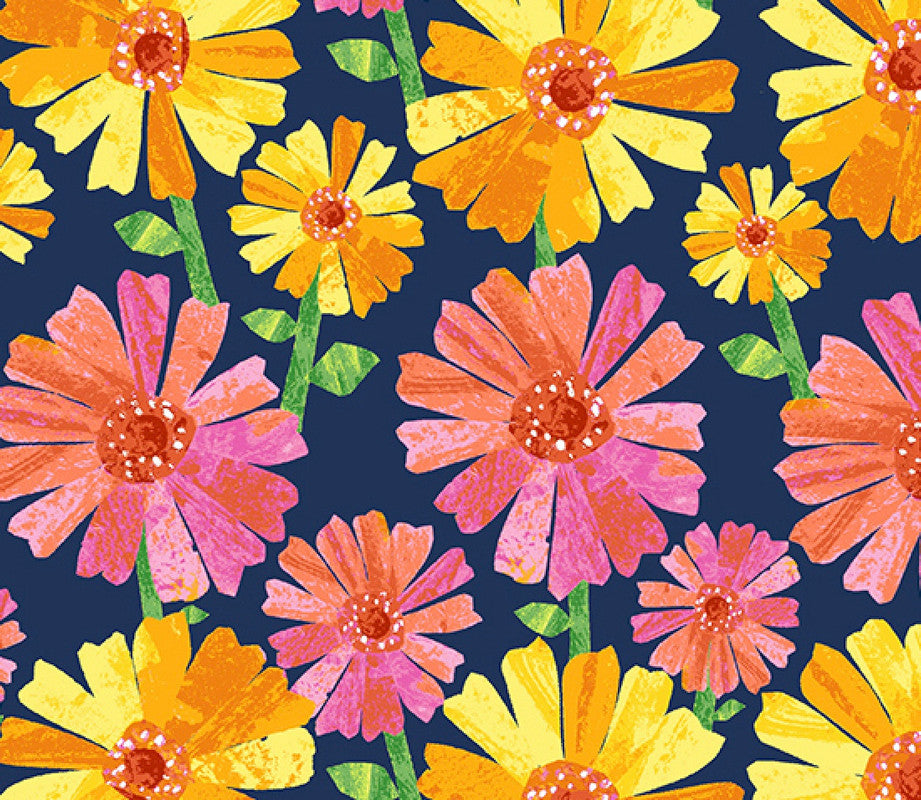 The VHC In the Garden -Flower Fancy Night by Eric Carle from Andover Fabrics