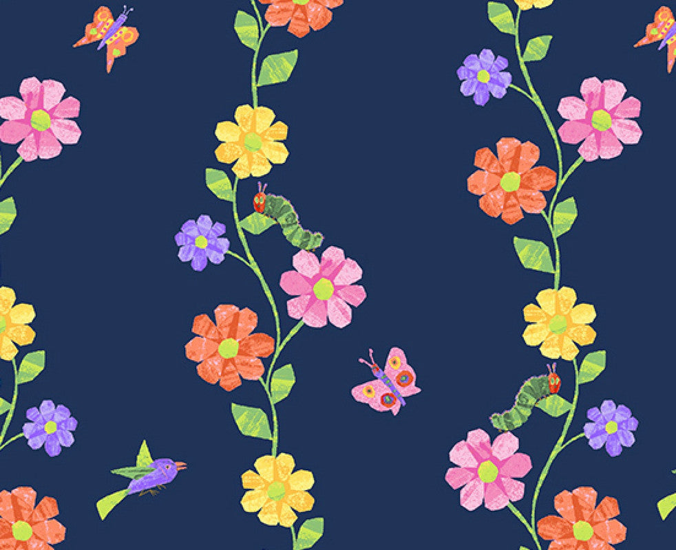 The VHC In the Garden -Flowering Vine Night by Eric Carle from Andover Fabrics