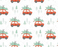 Reindeer Lodge - Rustic Holiday Cars Tree White from Camelot Fabrics
