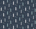 Little Red - Mini Trees Slate Dark Blue from Clothworks Fabric