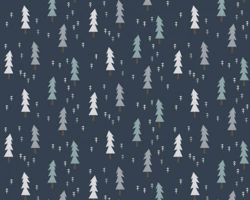 Little Red - Mini Trees Slate Dark Blue from Clothworks Fabric