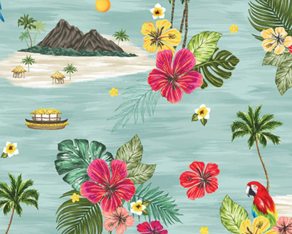 Isla - Isla Scene Aqua by Whistler Studios from Windham Fabrics