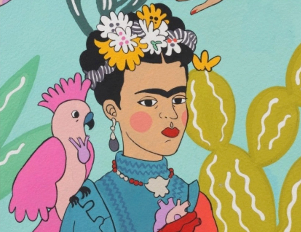 Frida Con Los Plumas Aqua Tea from Alexander Henry Fabric