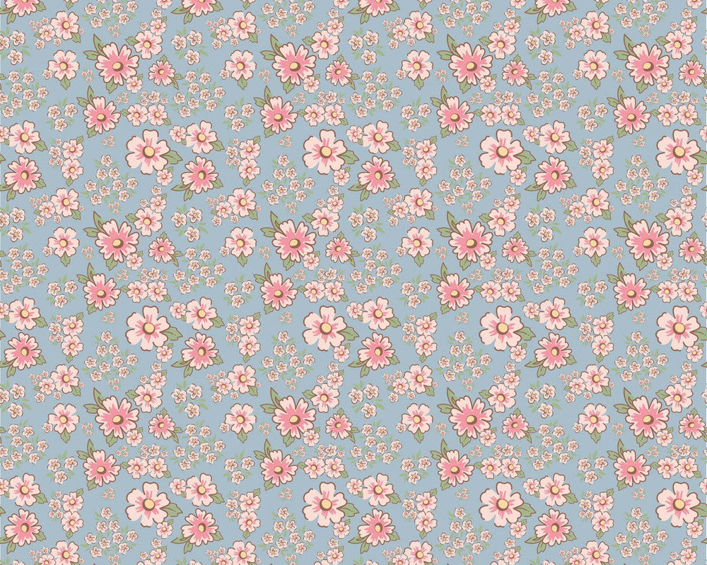 Dots and Posies - Mini Fleurs Blue from Poppie Cotton Fabric