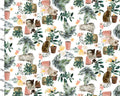 Everyday is Caturday - Cats Potted Plants White from 3 Wishes Fabric