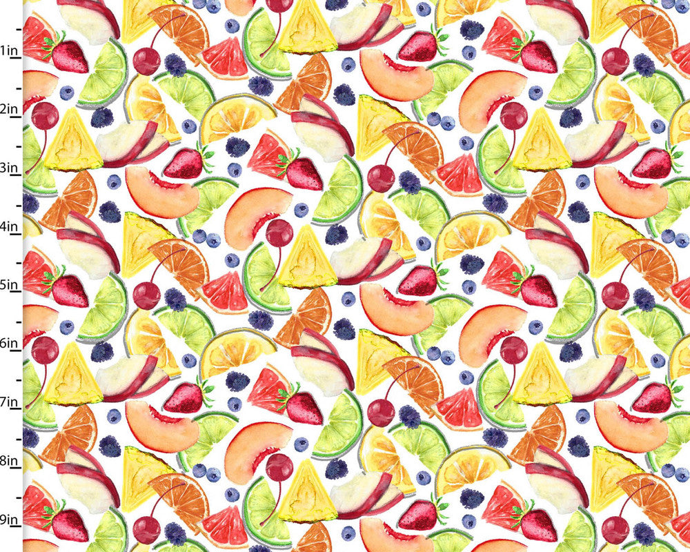 Mixology - Cut Fruit White from 3 Wishes Fabric