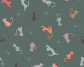 Purrfect Petals - Cat and Mouse Dark Teal from Lewis and Irene Fabric
