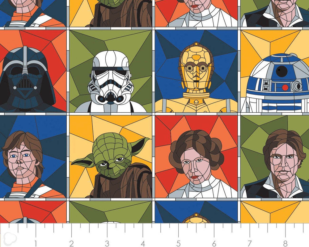 Star Wars - Stained Glass Portraits Multi from Camelot Fabrics