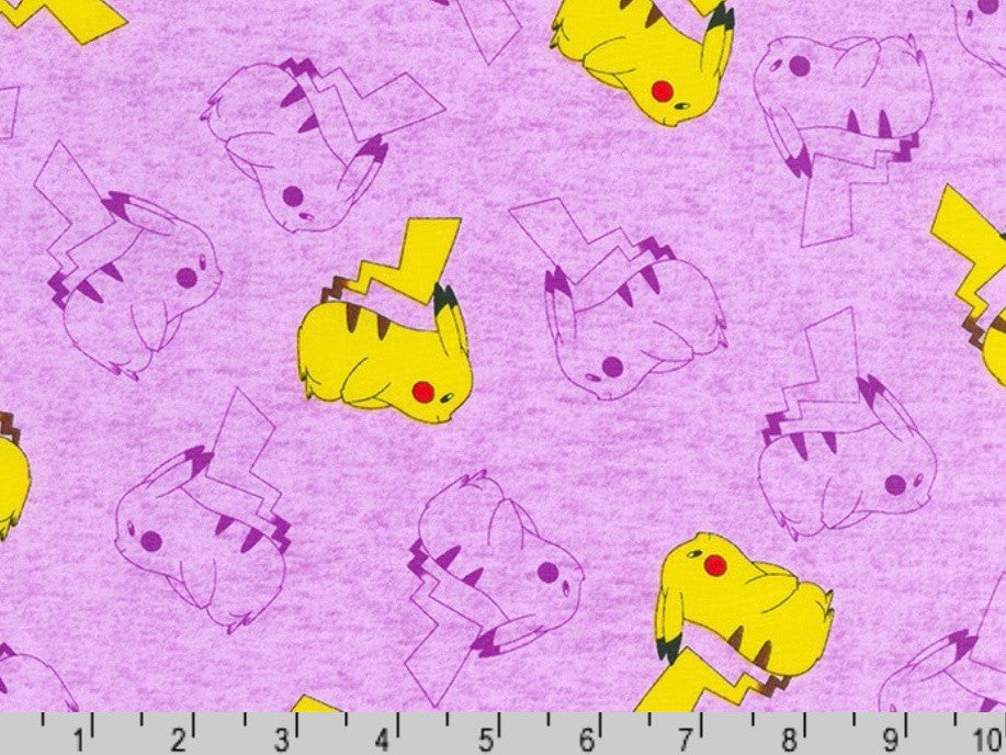 Pokemon - Pikachu Outline Lavender from Robert Kaufman Fabric