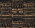Charcuterie and Cocktails - Wine Types Words Black from Print Concepts Fabric