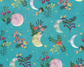 Moonlight - Floral Moon Metallic Turquoise by Jennifer Ellory from 3 Wishes Fabric