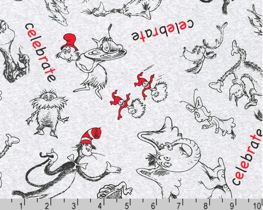 Celebrate Seuss - Character Celebrate Grey from Robert Kaufman Fabric