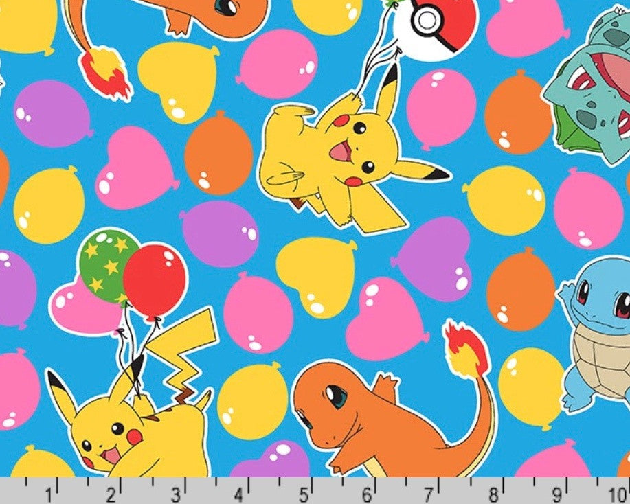 Pokemon - Character Balloons Sky Blue from Robert Kaufman Fabrics