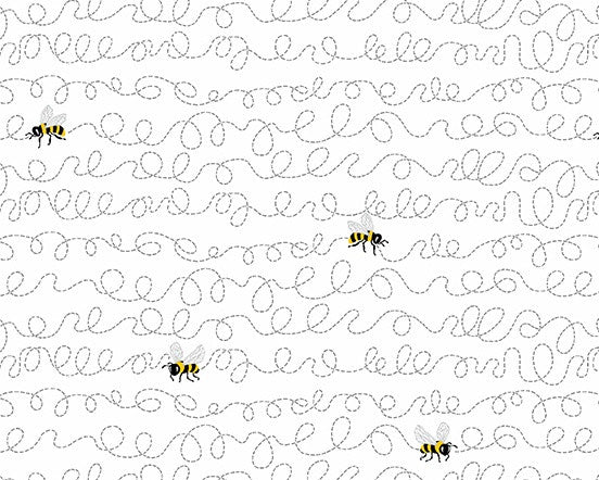 Sunny Bee - Buzzin Bee White from Andover Fabrics