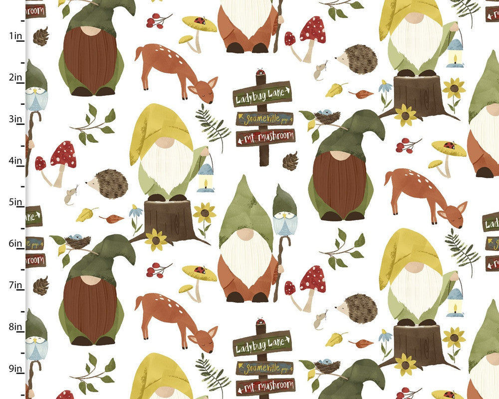You Light My Way Gnome - Gnomeville White from 3 Wishes Fabric