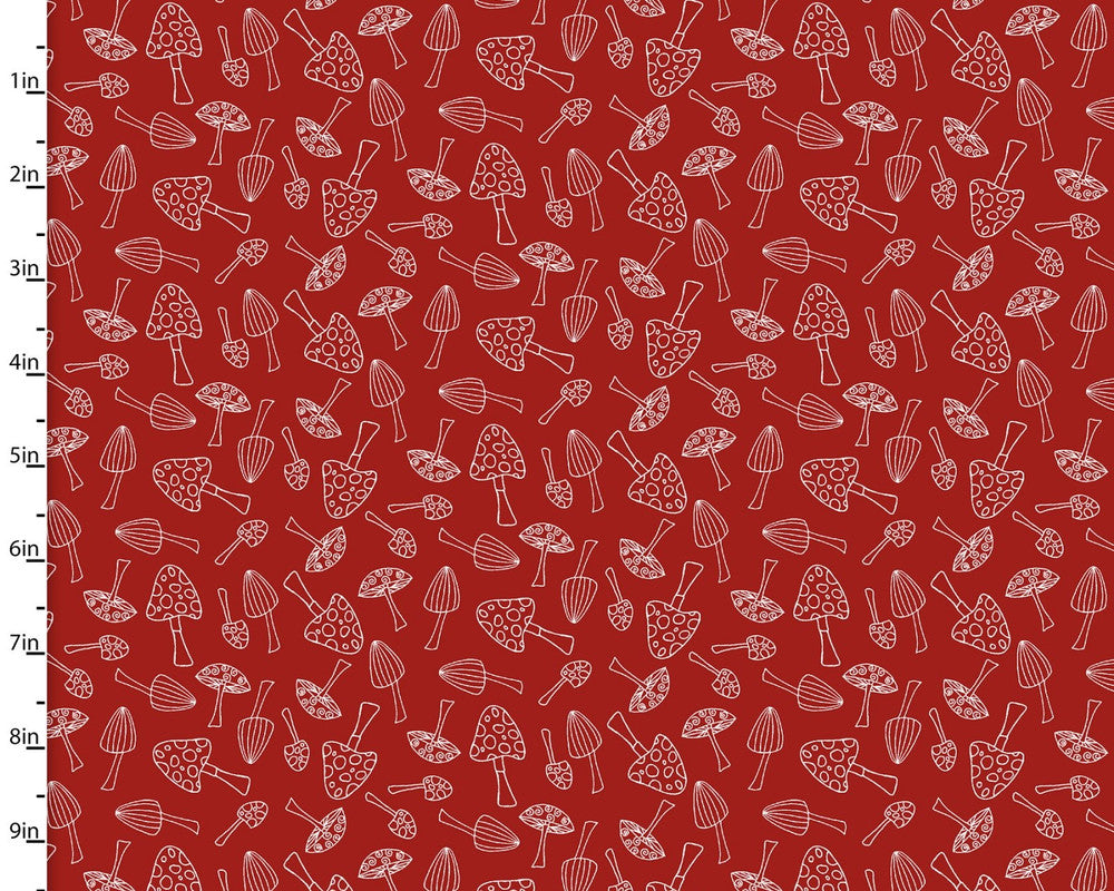 You Light My Way Gnome - Mushrooms Toss Red from 3 Wishes Fabric