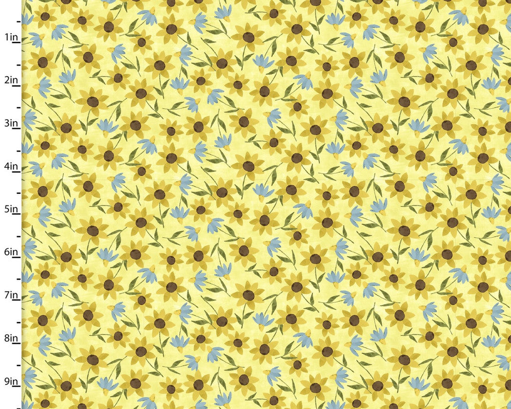 You Light My Way Gnome - Daisy Toss Yellow from 3 Wishes Fabric