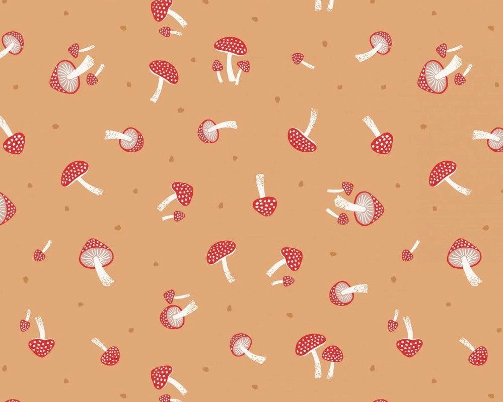 Evergreen - Mushrooms Light Rust from Lewis and Irene Fabric