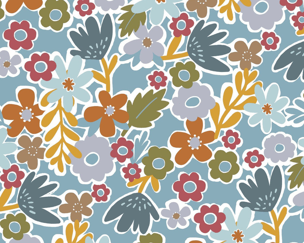 Into the Wild - Floral Tossed Wilderness Blue by Elizabeth Todd from Springs Creative Fabric