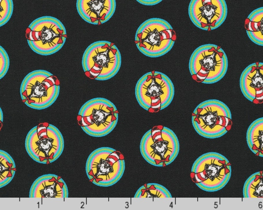 Express Yourself - Cat In The Hat Black by Dr. Seuss from Robert Kaufman Fabric