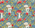 Hedgehog Hollow - Mushrooms Blue by Jason Yenter from In The Beginning Fabric