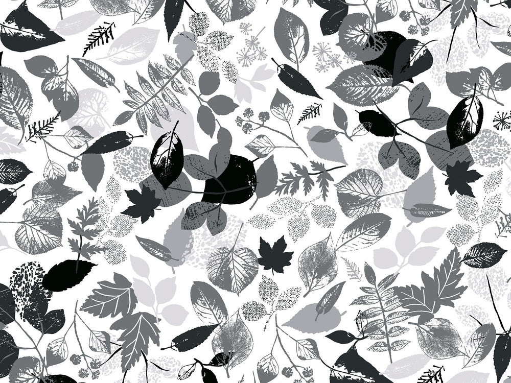 Great Outdoors - Camping Falling Leaves White from Kanvas Studio Fabric