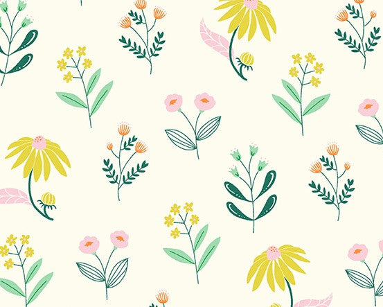 Moonlit Garden - Wild Blooms Creamy Cool by Patty Sloniger from Andover Fabrics
